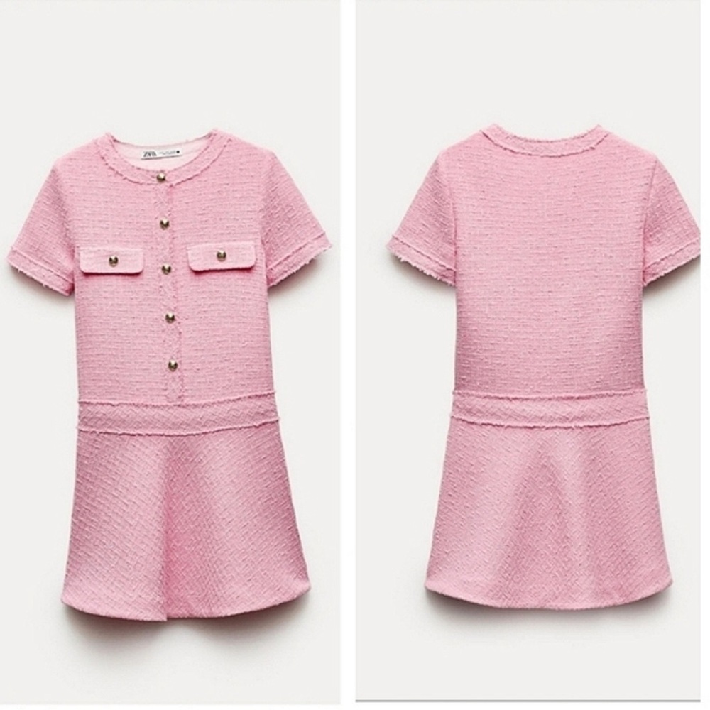 NWT Zara Pink Tweed Dress Size S